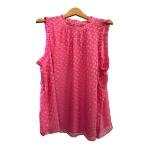 Torrid Pink Heart Jacquard Sleeveless Blouse Size 2 Romantic Feminine